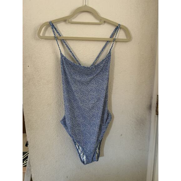 J. Crew Scoopback one-piece swimsuit in floral-stripe print Reversible NWT $148 - Picture 2 of 7